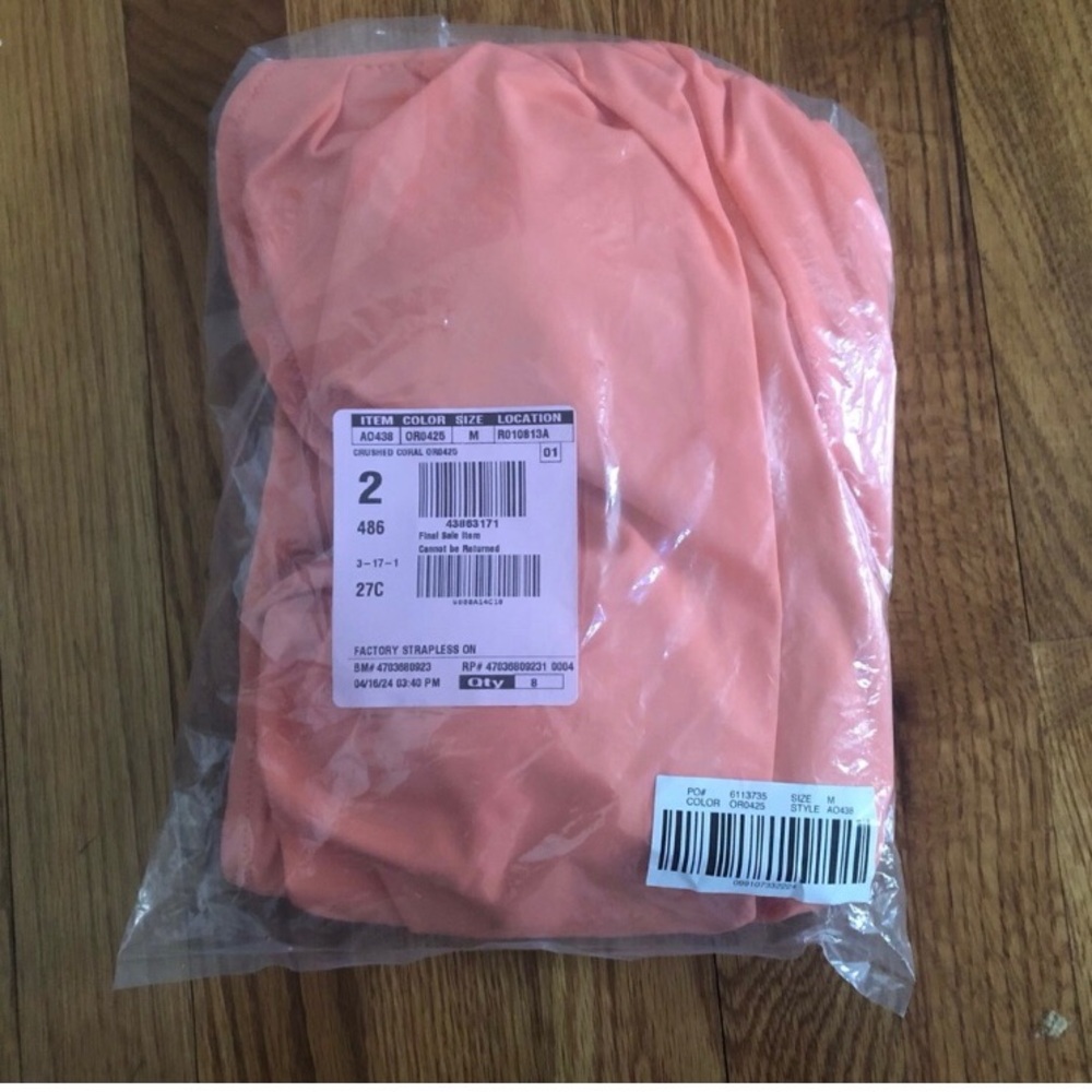 J. Crew Factory Strapless Coral One-Piece Swimsuit - Picture 4 of 6